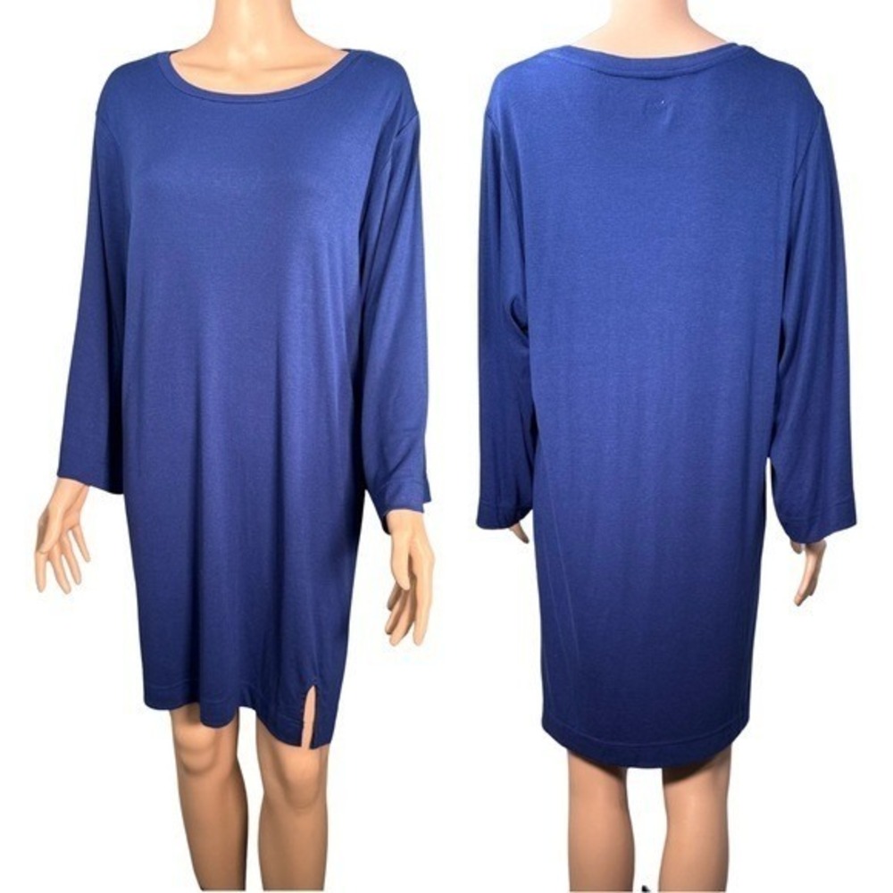 Free People Free-est Blue Poseidon Mini Dress XL OB2175113 Side Slit 3/4 Sleeve